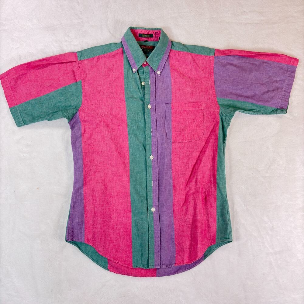 Resilio Sport Men's XL Striped Cotton Button-Up Shirt Multicolor Long Sleeve